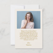 ダスティブルーホワイトフローラ誕生日写真ありがとう サンキューカード (裏面)