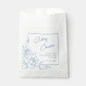 ダスティブルーホワイトボタニカル結婚式の引き出物ありがとう フェイバーバッグ (正面)