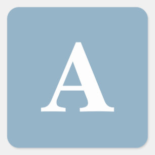 ダスティブルーホワイトモノグラムシンプルブライダルシャワー スクエアシール