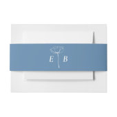 ダスティブルーホワイトモノグラムフローラアクセントイニシャル 招待状ベリーバンド (正面例)