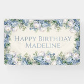 ダスティブルーホワイトローゼスハッピーバースデー 横断幕 (横)