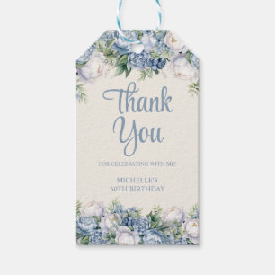 ダスティブルーホワイトローゼス50誕生日 ギフトタグ