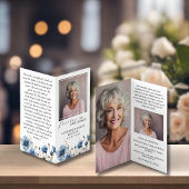 ダスティブルーホワイト折り畳みメモリアル祈りの言葉カード 名刺