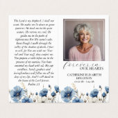 ダスティブルーホワイト折り畳みメモリアル祈りの言葉カード 名刺 (外部フラット)