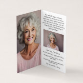 ダスティブルーホワイト折り畳みメモリアル祈りの言葉カード 名刺 (内部)