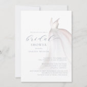ダスティブルーホワイト結婚ズドレスブライダルシャワー 招待状 (正面)