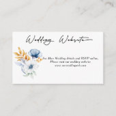 ダスティブルーホワイト金ゴールドフローラ結婚のウェブサイト エンクロージャーカード (正面)