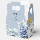 ダスティブルーホワイト金ゴールド結婚フローラ フェイバーボックス (オープン)