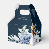 ダスティブルーホワイト金ゴールド結婚フローラ フェイバーボックス (裏面サイド)