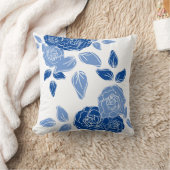 ダスティブルーホワエレガントイトグレーフローラシンプル クッション (ブランケット)