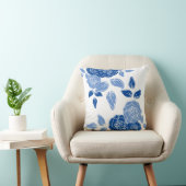 ダスティブルーホワエレガントイトグレーフローラシンプル クッション (椅子)