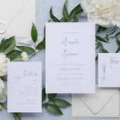 ダスティブルーボウお洒落ケルブ結婚式招待状 招待状