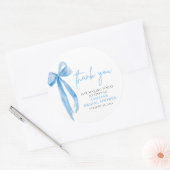 ダスティブルーボウエレガントサンキューブライダルシャワー ラウンドシール (封筒)