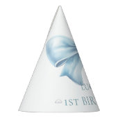 ダスティブルーボウエレガントファースト誕生日 パーティーハット (左)