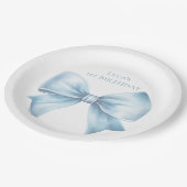 ダスティブルーボウエレガントファースト誕生日 ペーパープレート (アングル)