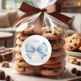 ダスティブルーボウエレガントファースト誕生日 ラウンドシール