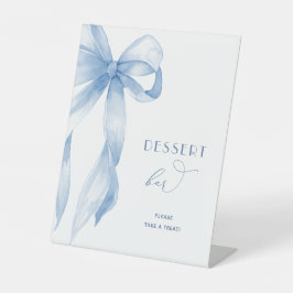 ダスティブルーボウエレガントブライダルシャワーデザートバー 台座サイン