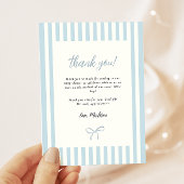ダスティブルーボウエレガントボーイベビーシャワー サンキューカード