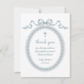 ダスティブルーボウギリシャ語枠バプテスマサンキューカード 招待状 (裏面)