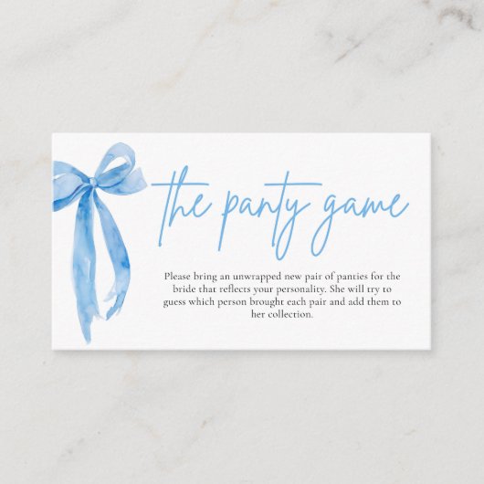 ダスティブルーボウブライダルシャワーザパンティゲーム エンクロージャーカード (正面)