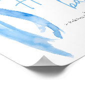 ダスティブルーボウブライダルシャワーフラワーバー標識 ポスター (角)