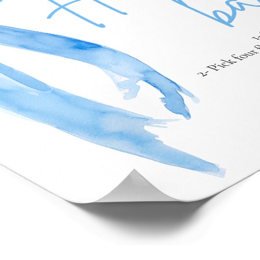 ダスティブルーボウブライダルシャワーフラワーバー標識 ポスター (角)