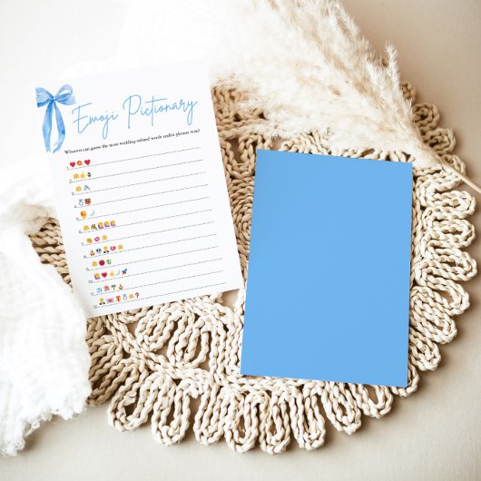 ダスティブルーボウブライダルシャワー絵文字ゲーム 招待状