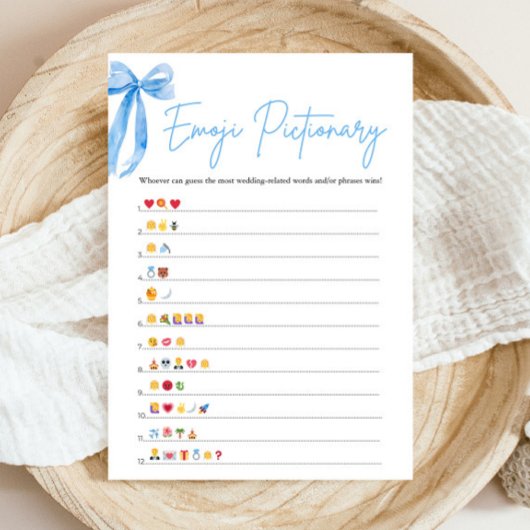 ダスティブルーボウブライダルシャワー絵文字ゲーム 招待状