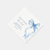 ダスティブルーボウ彼女は結び目ブライダルシャワー スタンダードカクテルナプキン (角)