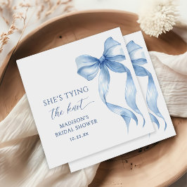 ダスティブルーボウ彼女は結び目ブライダルシャワー スタンダードカクテルナプキン