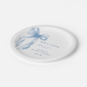 ダスティブルーボウ彼女は結び目ブライダルシャワー ペーパープレート (アングル)