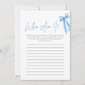 ダスティブルーボウ私はブライダルシャワーゲームカード 招待状 (正面)