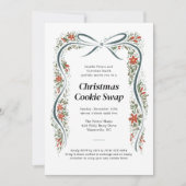 ダスティブルーボウ&ポインセティアスクリスマスホリデー 招待状 (正面)