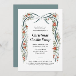 ダスティブルーボウ&ポインセティアスクリスマスホリデー 招待状