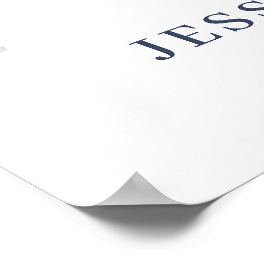 ダスティブルーボエレガントホブライダルシャワーウェルカムサイン ポスター (角)