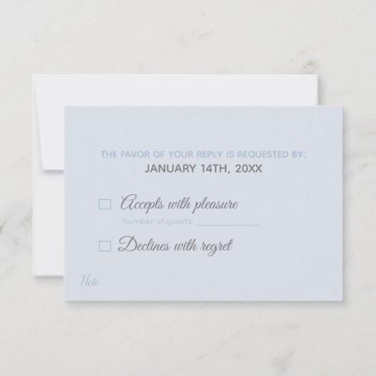 ダスティブルーボタニカルウォーターカラーウェディングRSVP 出欠カード (裏面)