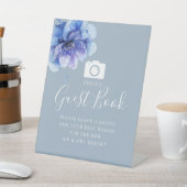 ダスティブルーボタニカルフォトゲストブック結婚ズ 台座サイン (インサイチュ)