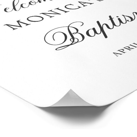 ダスティブルーボタニカルフローラバプテスムウェルカムサイン ポスター (角)