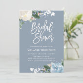 ダスティブルーボタニカルフローラブライダルシャワー 招待状 (スタンド正面)