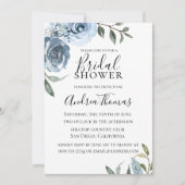 ダスティブルーボタニカルブライダルシャワー 招待状 (正面)