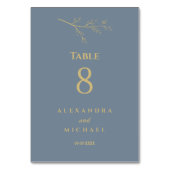 ダスティブルーボタニカルミニマリスト結婚ズ テーブルナンバー (正面)