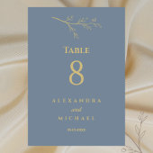 ダスティブルーボタニカルミニマリスト結婚ズ テーブルナンバー