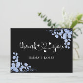 ダスティブルーボタニカルユーカリ結婚ス サンキューカード (スタンド正面)