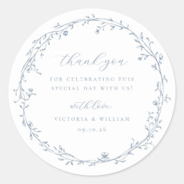 ダスティブルーボタニカルリース結婚式の引き出物 ラウンドシール