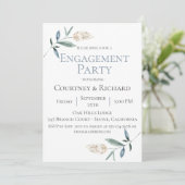 ダスティブルーボタニカル婚約パーティ招待状 招待状 (スタンド正面)