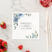ダスティブルーボタニカル結婚ズ スタンダードカクテルナプキン (インサイチュ)