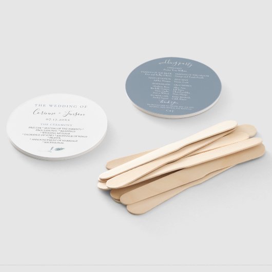 ダスティブルーボタニカル結婚式 プログラムハンドファン ハンドファン (組立なし)