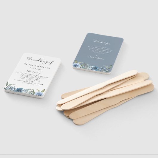 ダスティブルーボタニカル結婚式 プログラムハンドファン ハンドファン (組立なし)