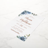 ダスティブルーボタニッ結婚クスフォイル招待状 箔招待状 (回転した状態)