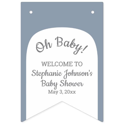 ダスティブルーボヘミアンアーチオベビーベビーシャワー バンティングフラッグ (第1の旗)